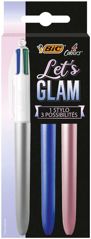 BIC 4-kleuren Let's Glam "customise me" 1 balpen en 2 hulzen