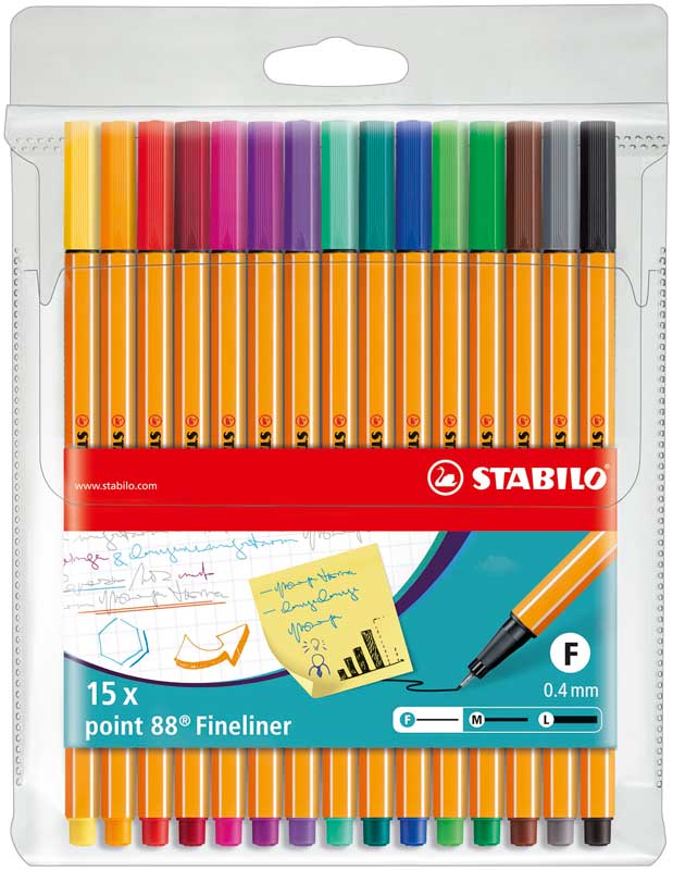 Stabilo fineliner point 88 0,4mm set de 15 pcs