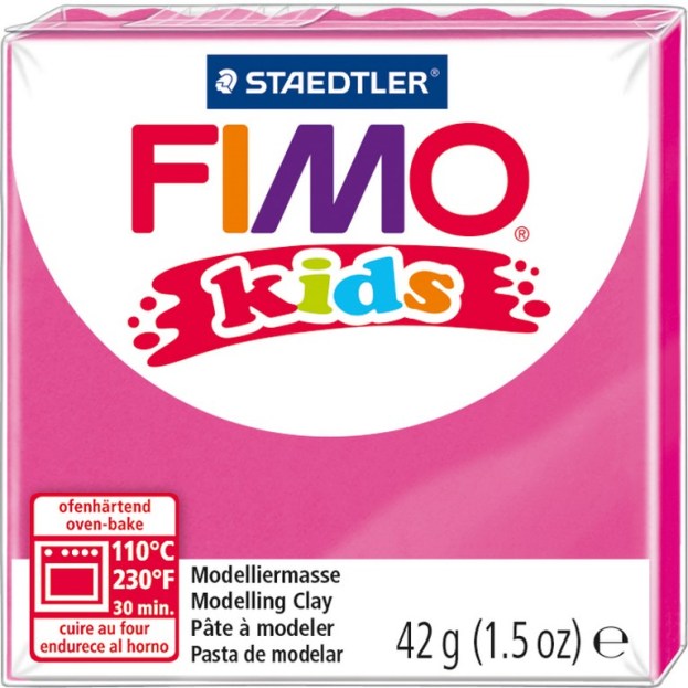 STAEDTLER FIMO kids blok 42 gr ROSE, verdeeld in 8 porties, hersluitbaar