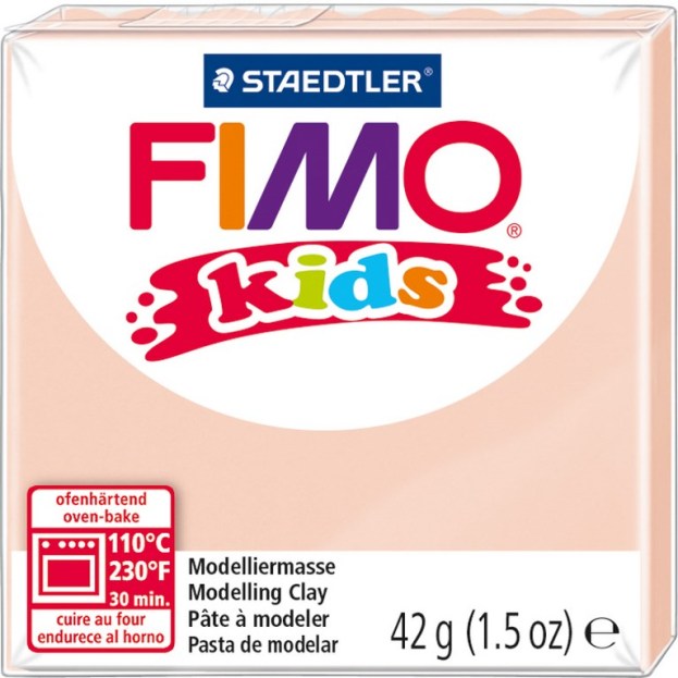 STAEDTLER FIMO kids blok 42 gr HUIDSKLEUR, verdeeld in 8 porties, hersluitbaar