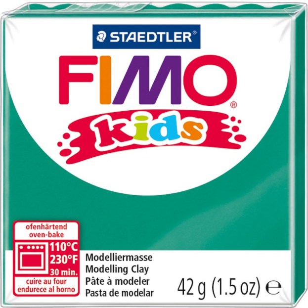 STAEDTLER FIMO kids bloc de 42 gr VERT, divisé en 8 portions, refermable