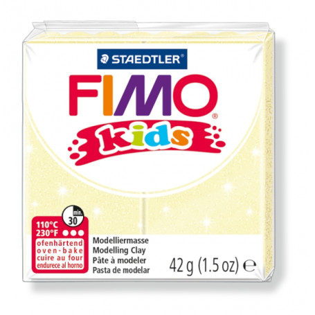 STAEDTLER FIMO kids blok 42 gr GEEL PAREL, verdeeld in 8 porties, hersluitbaar