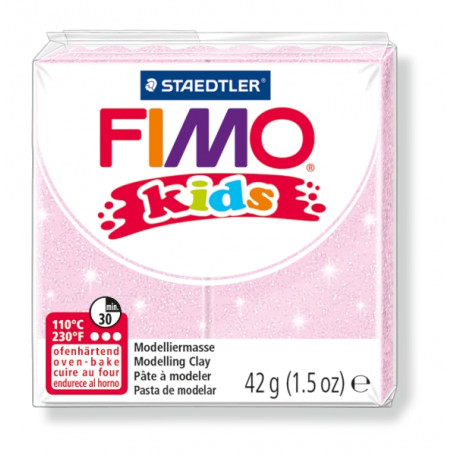 STAEDTLER FIMO kids blok 42 gr ROSE PAREL, verdeeld in 8 porties, hersluitbaar