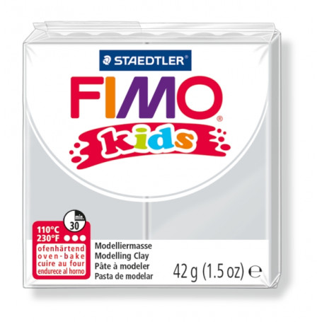 STAEDTLER FIMO kids blok 42 gr LICHT GRIJS, verdeeld in 8 porties, hersluitbaar