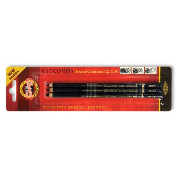 KOH-I-Noor Gioconda houtskoolpotlood Zwart set 3st