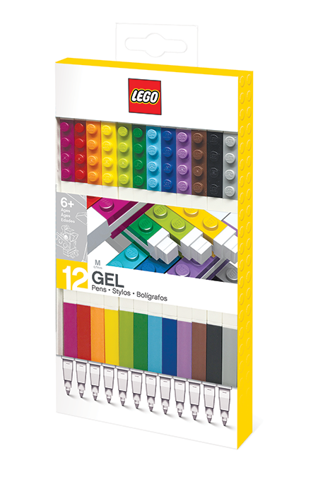 LEGO 12 Gel pens met 1x4 steentje 0,7mm