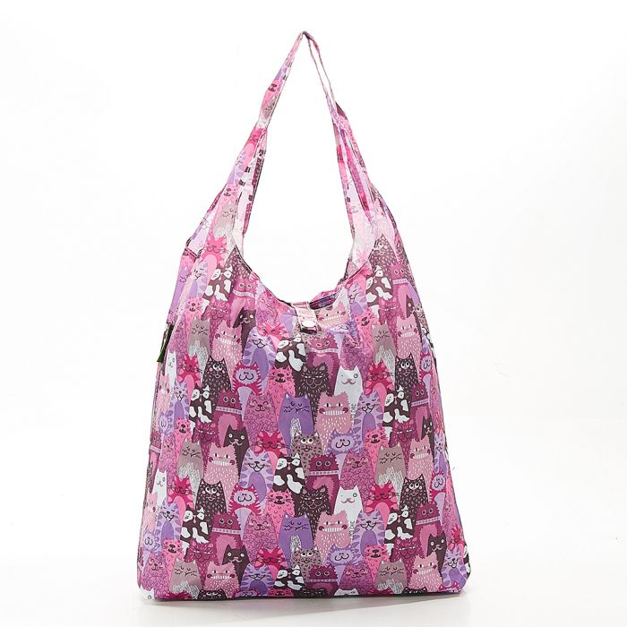 ECO CHIC Eco-Friendly foldaway shopper purple cats