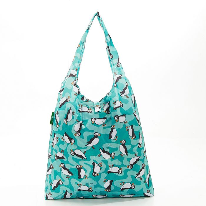 ECO CHIC Eco-Friendly foldaway shopper teal puffin