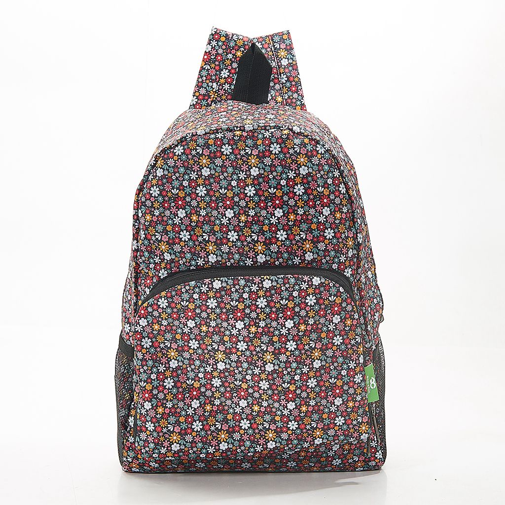 ECO CHIC Eco-Friendly backpack black ditsy