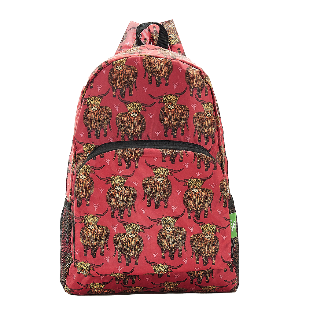 ECO CHIC Eco-Friendly backpack red highland cow