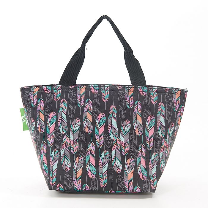 ECO CHIC Eco-Friendly cool isolated lunchbag black feather