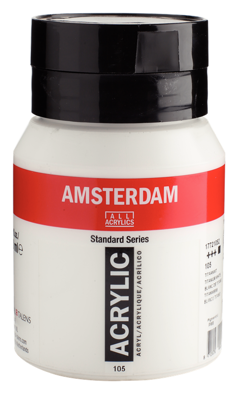 Amsterdam Standard Series Acrylique Pot 500 ml Blanc de Titane 105