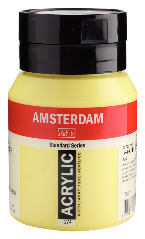 Amsterdam Standard Series Acrylique Pot 500 ml Jaune Titane Nickel 274
