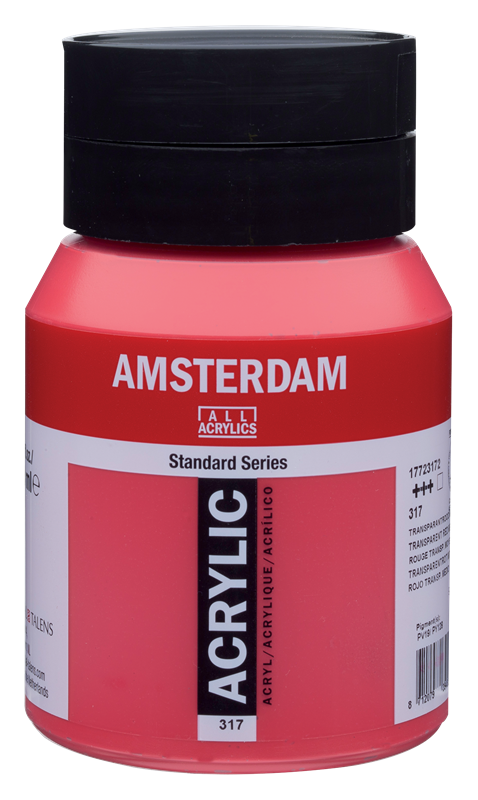 Amsterdam Standard Series Acrylique Pot 500 ml Rouge Transparent Moyen 317
