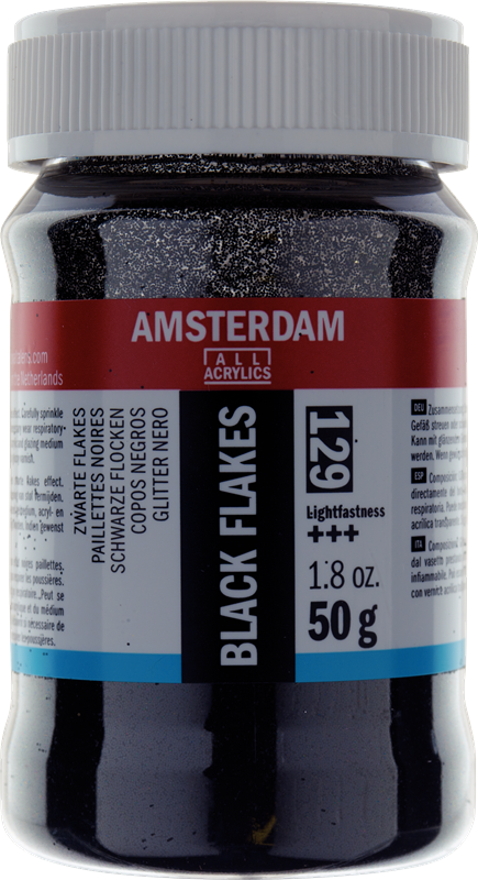 Amsterdam Zwarte glitter flakes 50 G 129 pot 75 ml