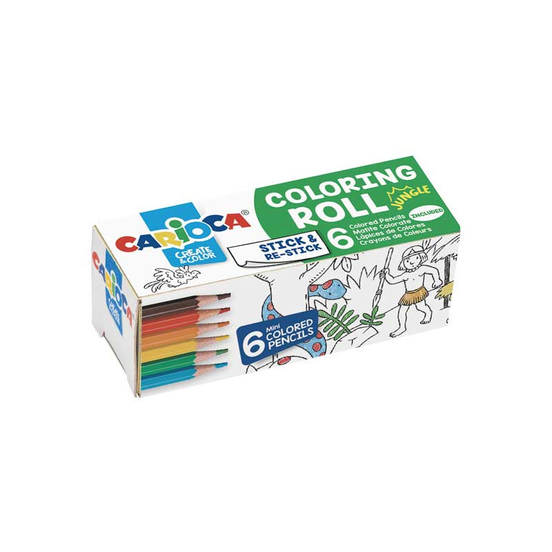 CARIOCA mini coloring roll JUNGLE 10x85cm incl 6 potloden