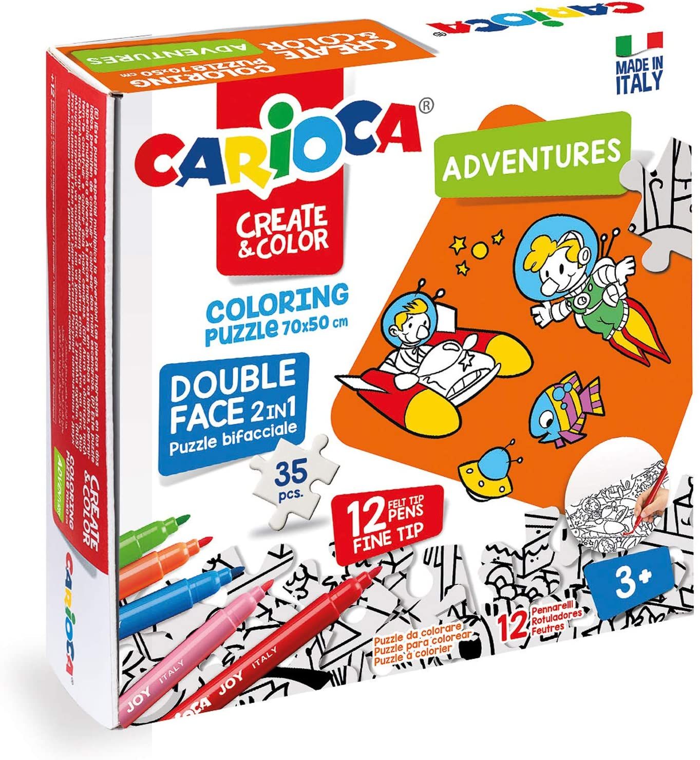 CARIOCA coloring puzzle ADVENTURES 70x50cm incl 12 stiften
